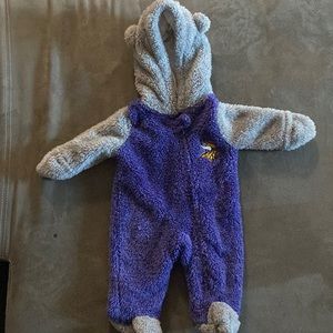 Vikings Newborn Game Nap Teddy Fleece Bunting Full-Zip Sleeper